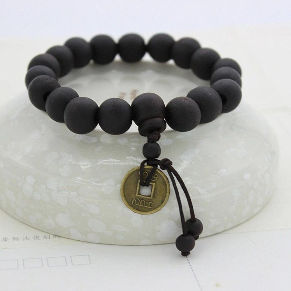 Wooden Buddhist Prayer Beads Bracelet w/Co…